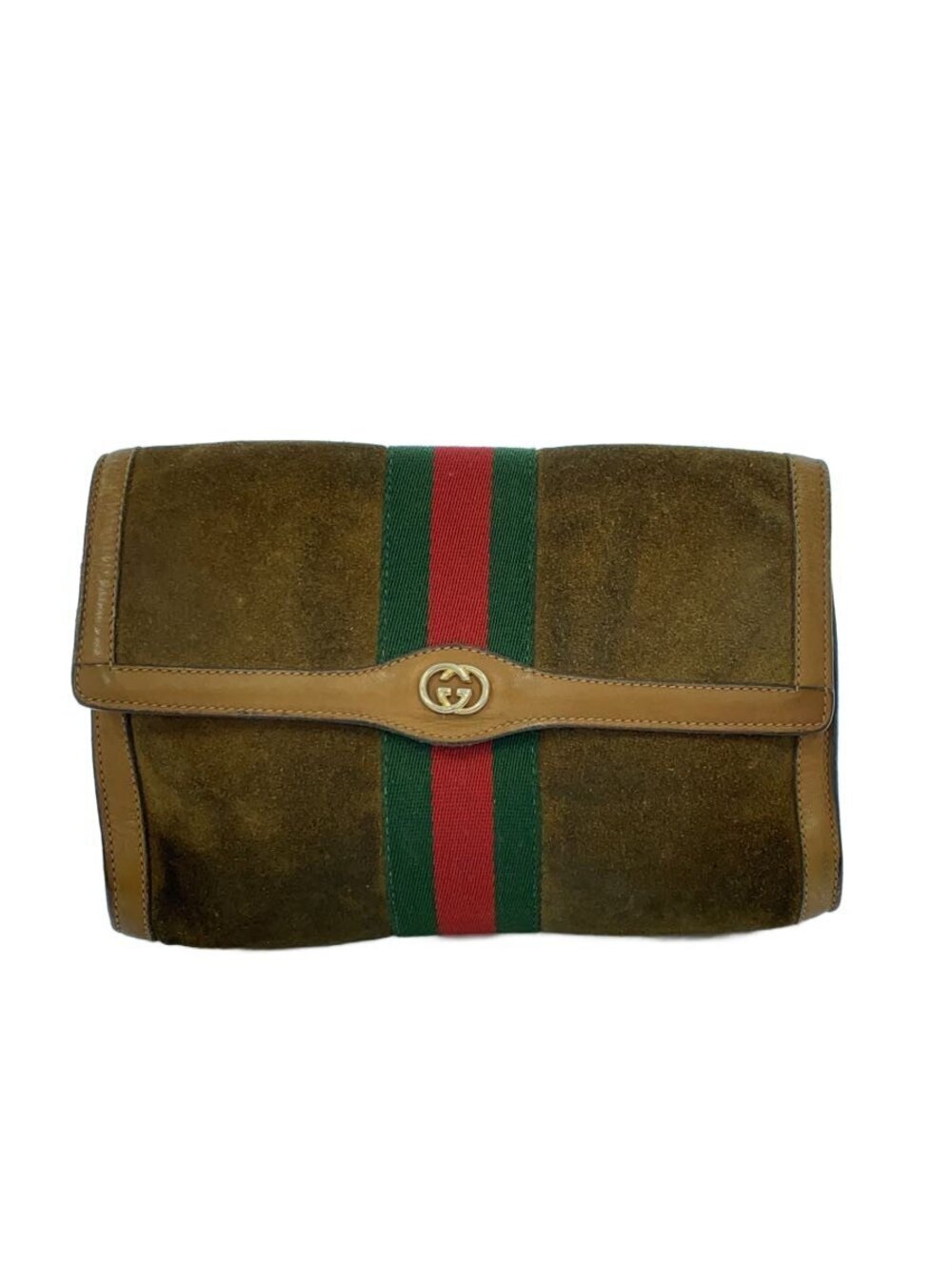 Gucci Suede Clutch Bag Brown